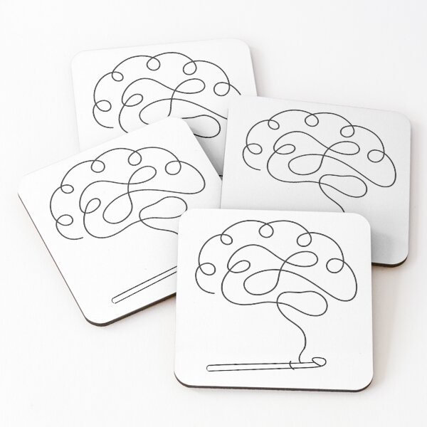 Item preview, Work in Progress- Crochet Brain Minimalist Black Line Art designed and sold by YellowfishShop.