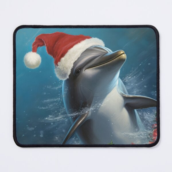 Item preview, Dolphin with Santa Hat and Christmas Decorations designed and sold by OddCorro.
