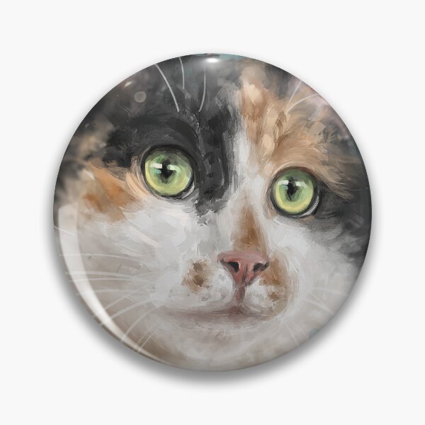 Item preview, Painting of an Adorable Calico Tri-Color Cat with Gorgeous Green Eyes designed and sold by ibadishi.