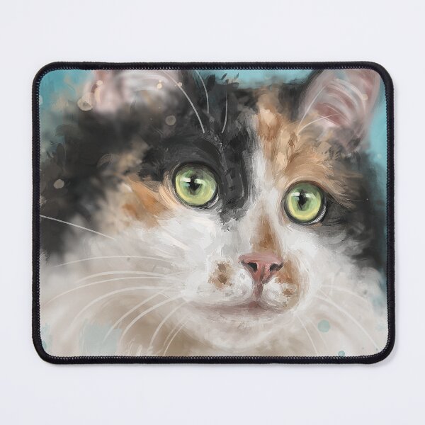 Item preview, Painting of an Adorable Calico Tri-Color Cat with Gorgeous Green Eyes designed and sold by ibadishi.