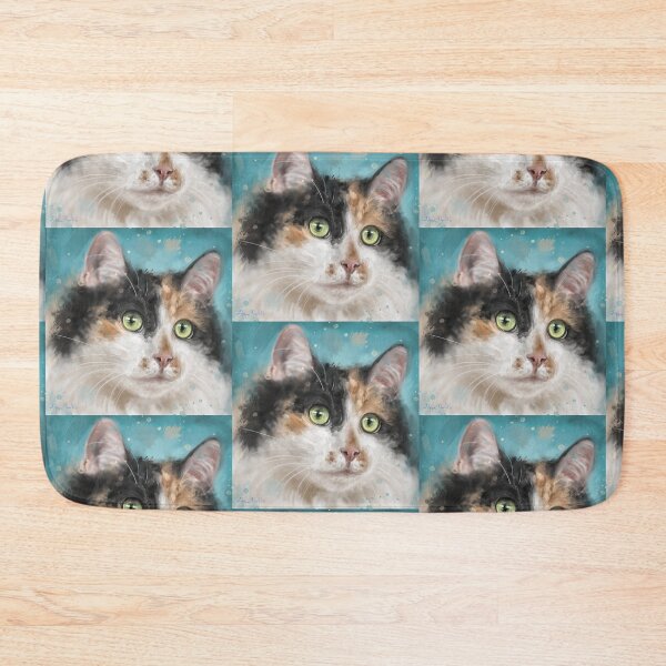 Item preview, Painting of an Adorable Calico Tri-Color Cat with Gorgeous Green Eyes designed and sold by ibadishi.