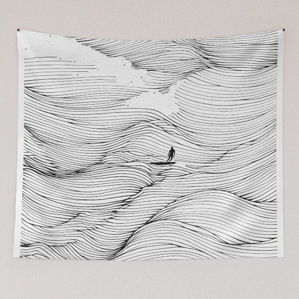 Item preview, Surf Waves Line Art designed and sold by SurfolioPrints.