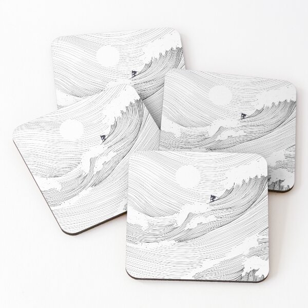Item preview, Ocean Waves Line Art designed and sold by SurfolioPrints.