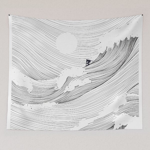 Item preview, Ocean Waves Line Art designed and sold by SurfolioPrints.