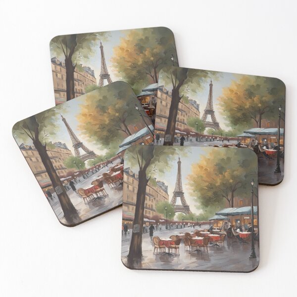 Item preview, Paris painting of street café and Eiffel Tower in background designed and sold by JackFreestone.