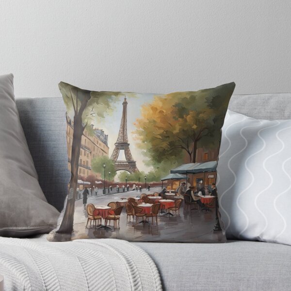 Item preview, Paris painting of street café and Eiffel Tower in background designed and sold by JackFreestone.