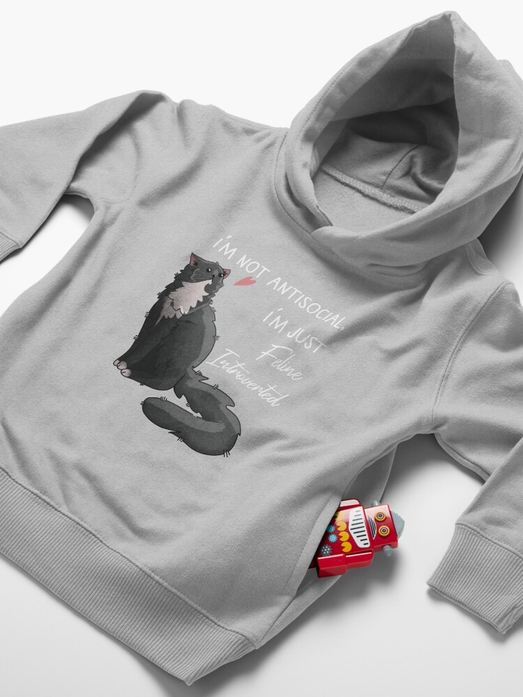 Thumbnail 4 of 5, Toddler Pullover Hoodie, I’m not antisocial - Tuxedo fluff ball designed and sold by FelineEmporium.