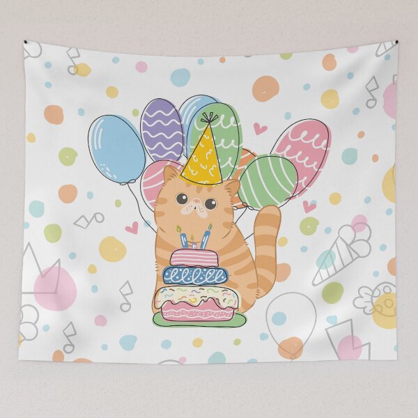 Item preview, Light Red Tabby Exotic Shorthair Persian Cat Birthday Party designed and sold by lulululupaint.