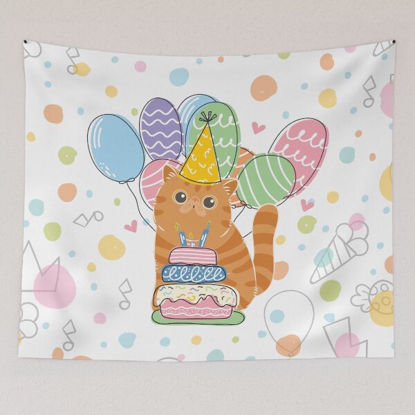 Item preview, Dark Red Tabby Exotic Shorthair Persian Cat Birthday Party designed and sold by lulululupaint.