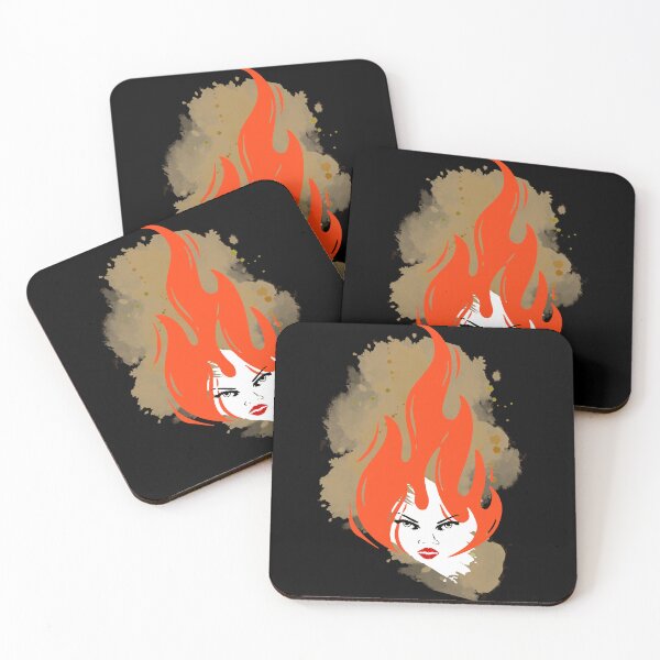 Item preview, Sensuality like a flame - white face of a woman with flaming hair designed and sold by SplashTastic.