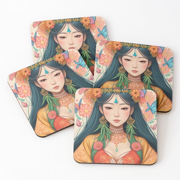 Item preview, Boho Korean bride woman floral mandala designed and sold by Starry night Cherry blossom.