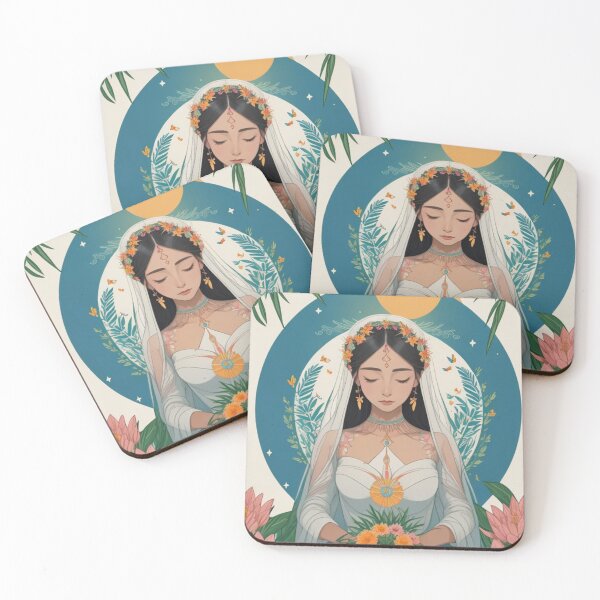 Item preview, Boho Korean bride woman floral mandala designed and sold by Starry night Cherry blossom.
