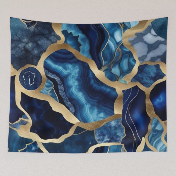 Item preview, Dark Blue Marble Geodes and Texture with Gold Flecks designed and sold by BirdsnStuff.