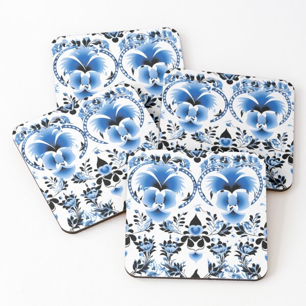 Artikelvorschau, Buntes Fantasiemuster blau weiß schwarz Ornamente entworfen und verkauft von G-M-Designs.
