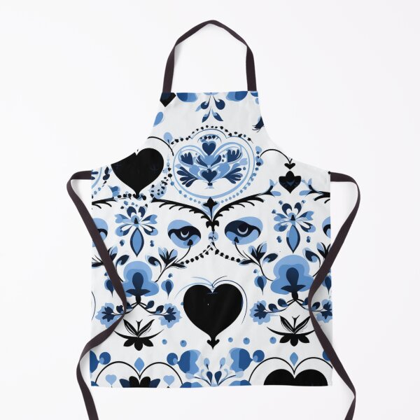 Item preview, Colorful fantasy pattern blue white black ornaments hearts faces designed and sold by G-M-Designs.