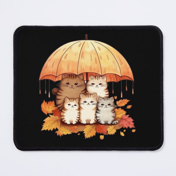 Item preview, Cute Cat Family in Rain, Fall designed and sold by Hibiskusmond.