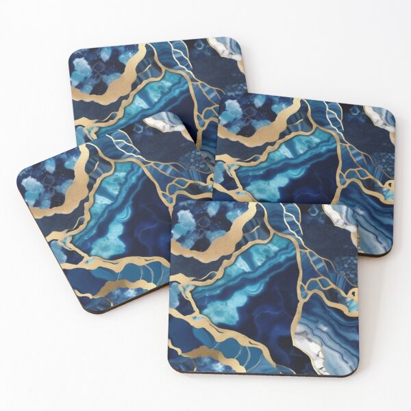 Item preview, Dark Blue Marble Geodes and Texture with Gold Flecks designed and sold by BirdsnStuff.