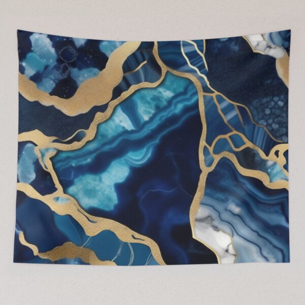 Item preview, Dark Blue Marble Geodes and Texture with Gold Flecks designed and sold by BirdsnStuff.