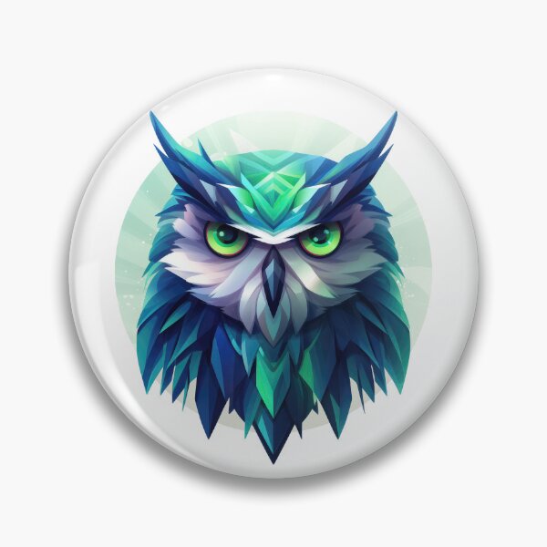 Item preview, Geometric Owl in Holographic Greens and Blues designed and sold by HootHaven.
