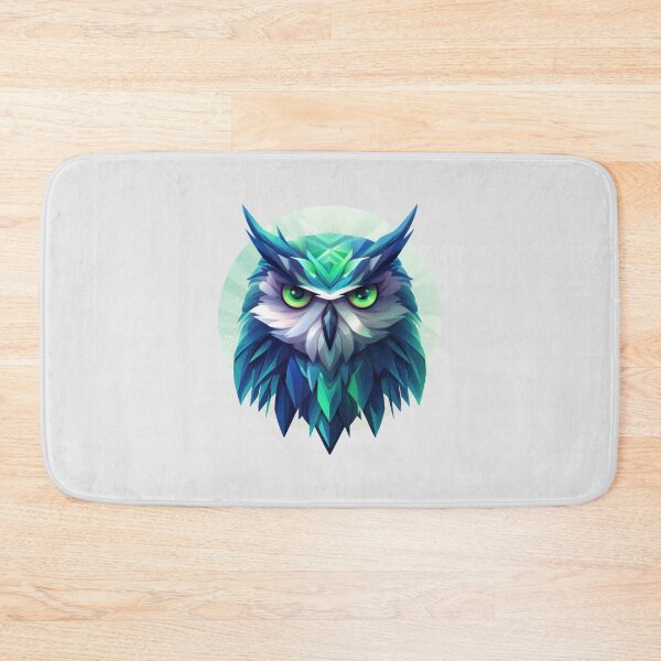 Item preview, Geometric Owl in Holographic Greens and Blues designed and sold by HootHaven.
