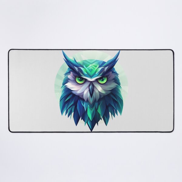 Item preview, Geometric Owl in Holographic Greens and Blues designed and sold by HootHaven.