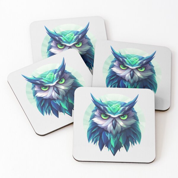 Item preview, Geometric Owl in Holographic Greens and Blues designed and sold by HootHaven.