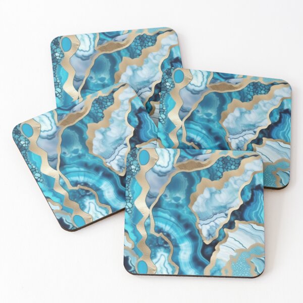 Item preview, Light Blue Marble Geodes and Texture with Gold Flecks designed and sold by BirdsnStuff.