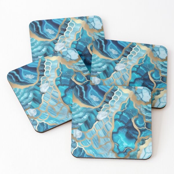 Item preview, Light Blue Marble Geodes and Texture with Gold Flecks designed and sold by BirdsnStuff.