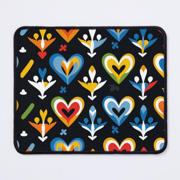 Item preview, Colorful fantasy pattern red yellow green blue white black ornament hearts designed and sold by G-M-Designs.