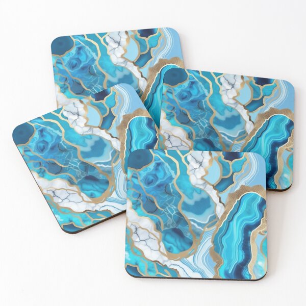 Item preview, Light Blue Marble Geodes and Texture with Gold Flecks designed and sold by BirdsnStuff.