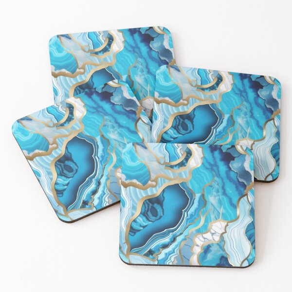 Item preview, Light Blue Marble Geodes and Texture with Gold Flecks designed and sold by BirdsnStuff.