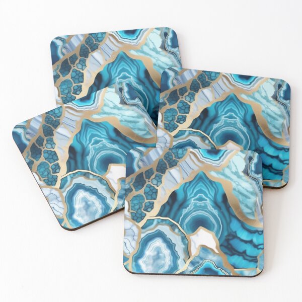 Item preview, Light Blue Marble Geodes and Texture with Gold Flecks designed and sold by BirdsnStuff.
