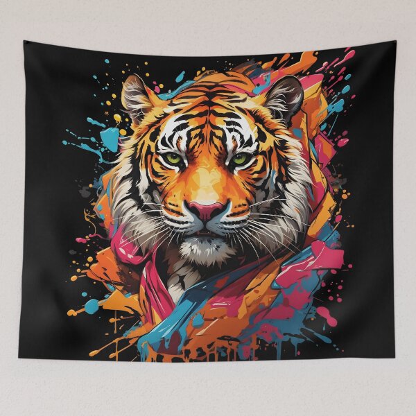 Artikelvorschau, Tiger bunter Farbspritzer entworfen und verkauft von MindWave THC.