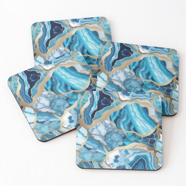 Item preview, Light Blue Marble Geodes and Texture with Gold Flecks designed and sold by BirdsnStuff.