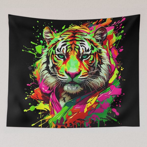 Artikelvorschau, Tiger bunter Farbspritzer entworfen und verkauft von MindWave THC.
