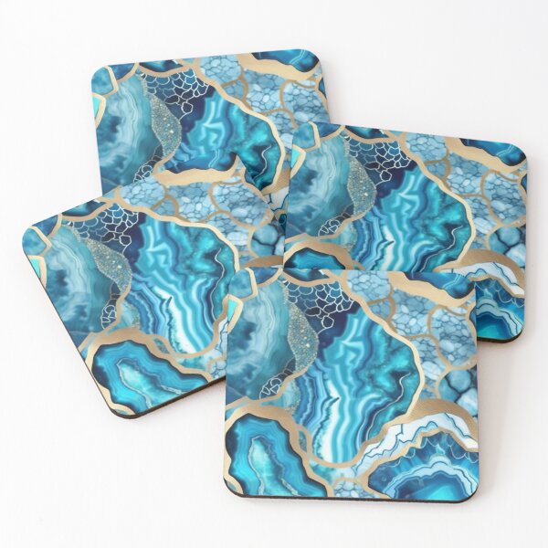 Item preview, Light Blue Marble Geodes and Texture with Gold Flecks designed and sold by BirdsnStuff.