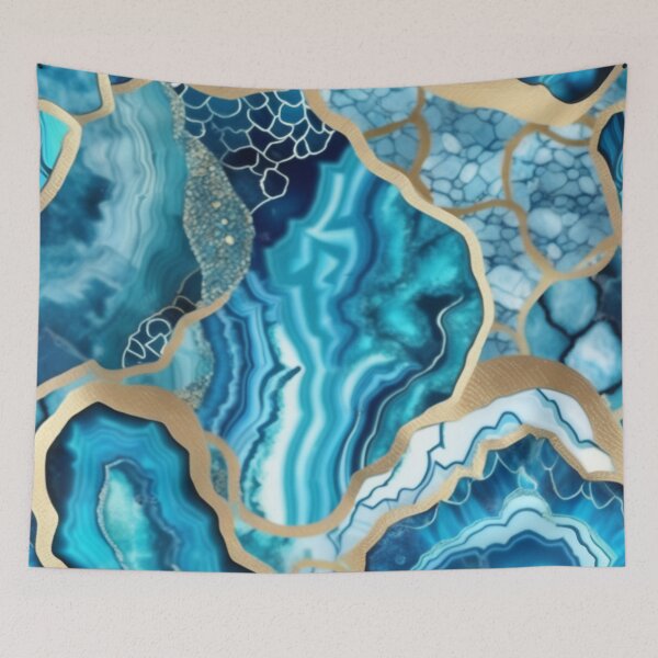 Item preview, Light Blue Marble Geodes and Texture with Gold Flecks designed and sold by BirdsnStuff.