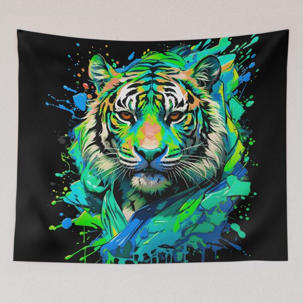 Artikelvorschau, Tiger bunter Farbspritzer entworfen und verkauft von MindWave THC.