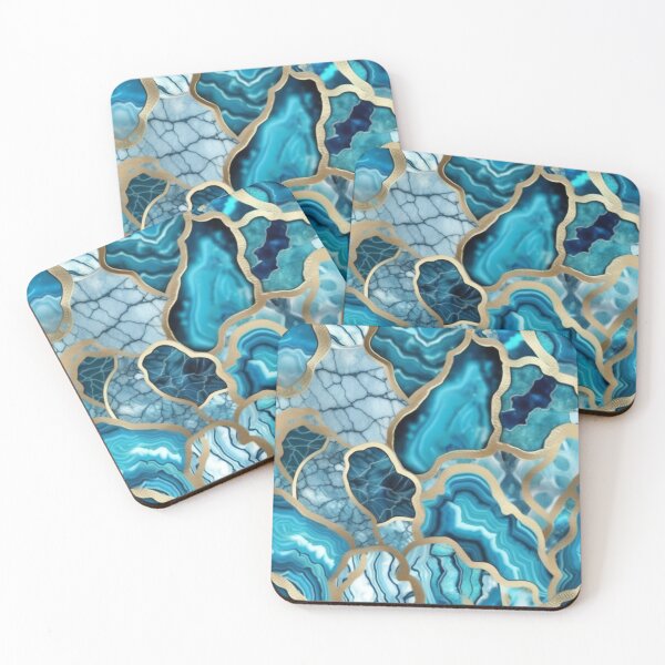 Item preview, Light Blue Marble Geodes and Texture with Gold Flecks designed and sold by BirdsnStuff.