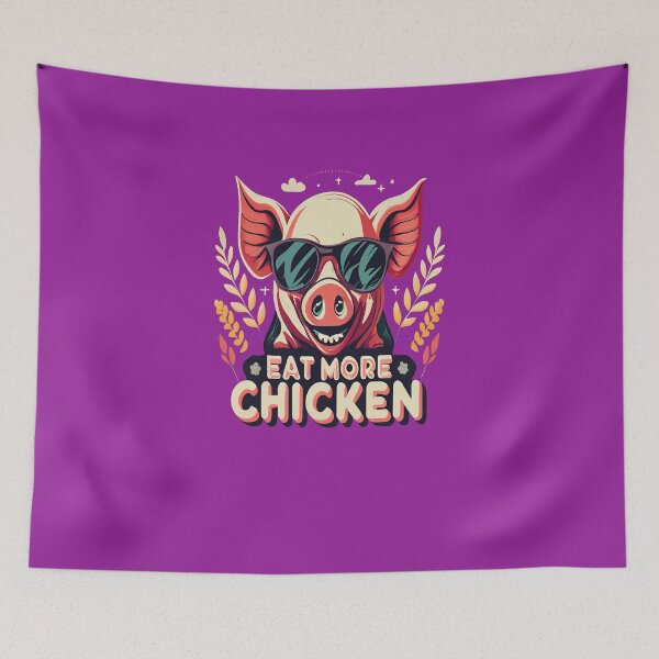 Aperçu de l'œuvre Mangez plus de poulet, cochon drôle, cochon avec des lunettes de soleil, citations sarcastiques, chickfila, cadeau créée et vendue par bubblylive.