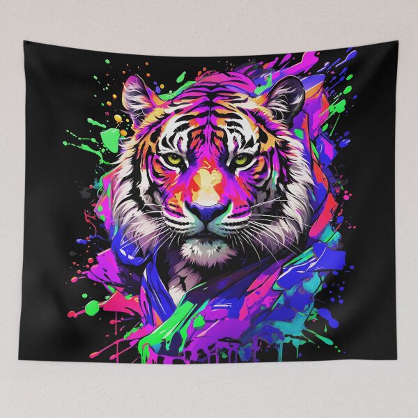 Artikelvorschau, Tiger bunter Farbspritzer entworfen und verkauft von MindWave THC.