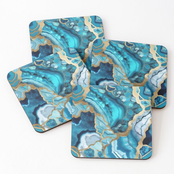 Item preview, Light Blue Marble Geodes and Texture with Gold Flecks designed and sold by BirdsnStuff.