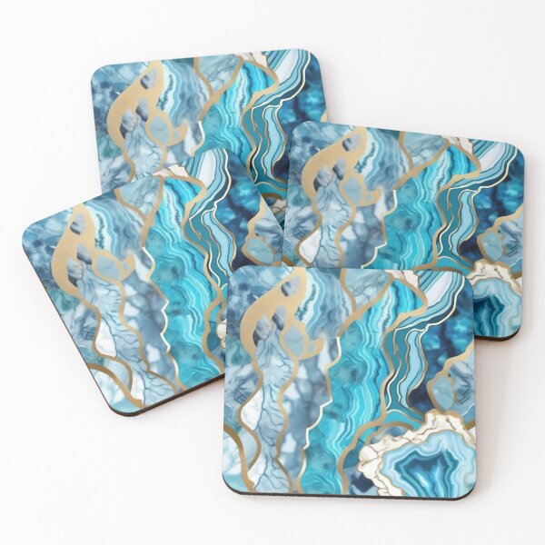Item preview, Light Blue Marble Geodes and Texture with Gold Flecks designed and sold by BirdsnStuff.