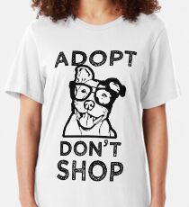 Adopt don't shop shirt pitbull awarenes dog pittie Slim Fit T-Shirt