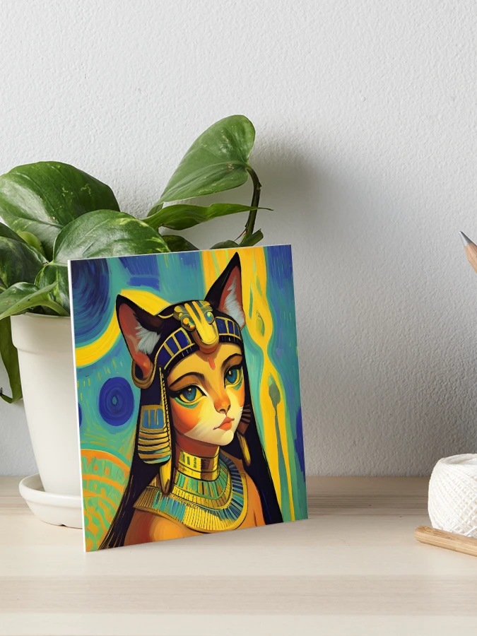 Bast Egyptian Cat Goddess Art Deco 8x10 Giclée Canvas Print Pagan Mythology hotsell Psychedelic Gypsy Goddess Art