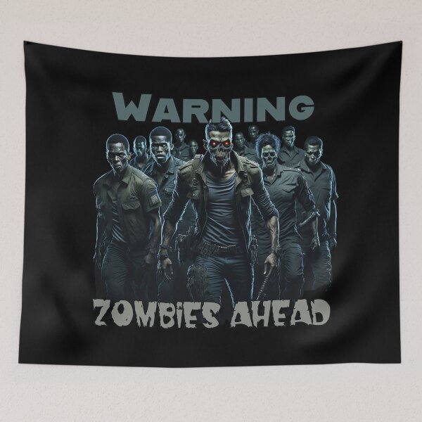 Item preview, Warning Zombies Ahead - Zombie apocalypse - Spirithalloween - Zombie tidal wave designed and sold by JansenGS.