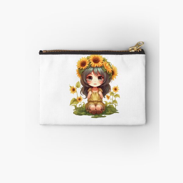 Item preview, Girl wearing sunflower headband shot  ponytails, sunflower background  designed and sold by mermaidselina.