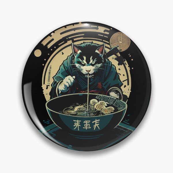 Item preview, Shogun Ninja Ramen Cat Slurping Noodles designed and sold by HideTheInsanity.