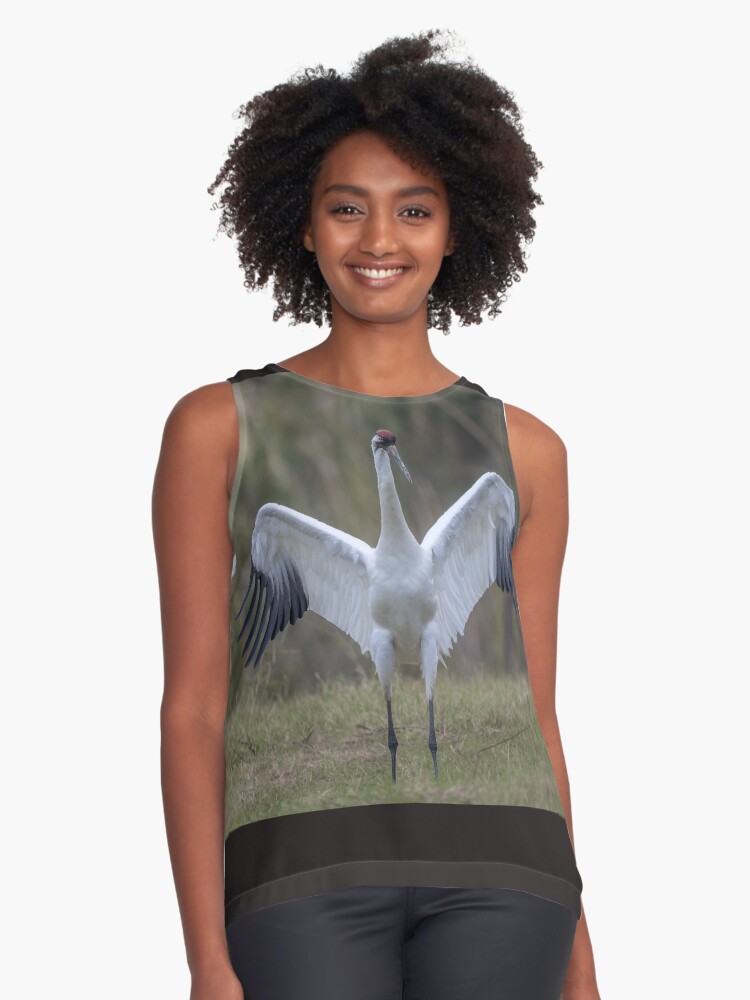 Thumbnail 1 of 6, Sleeveless Top, Whooping crane feather designed and sold by Puttaswamy Ravishankar.
