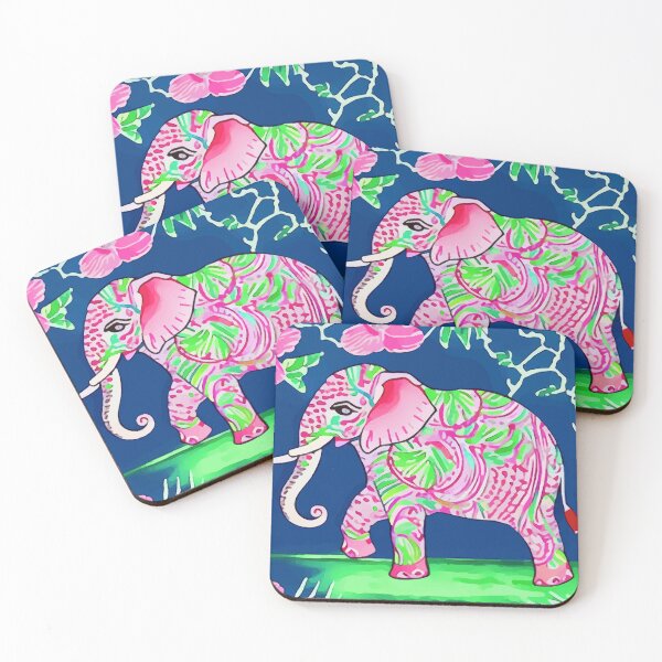 Item preview, Pink elephant in hibiscus garden designed and sold by SophieClimaArt.